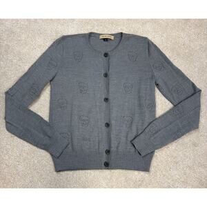 See By Chloe Gray Skull Button Down Wool Blend Cardigan Size XS